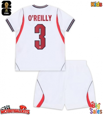 England Nico O'Reilly #3 Replica Home Stadium Kit for Kids World Cup 2026 Short Sleeve (+ pants)